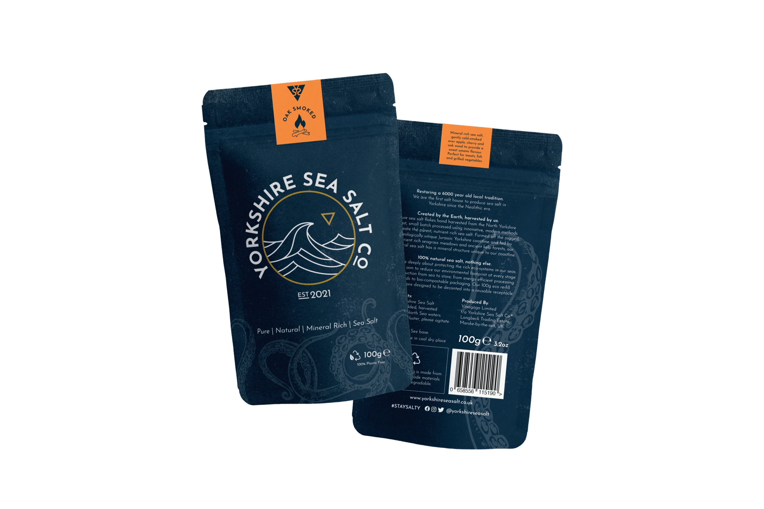 Image of Yorkshire Sea Salt Oak Smoked Sea Salt Front & Back