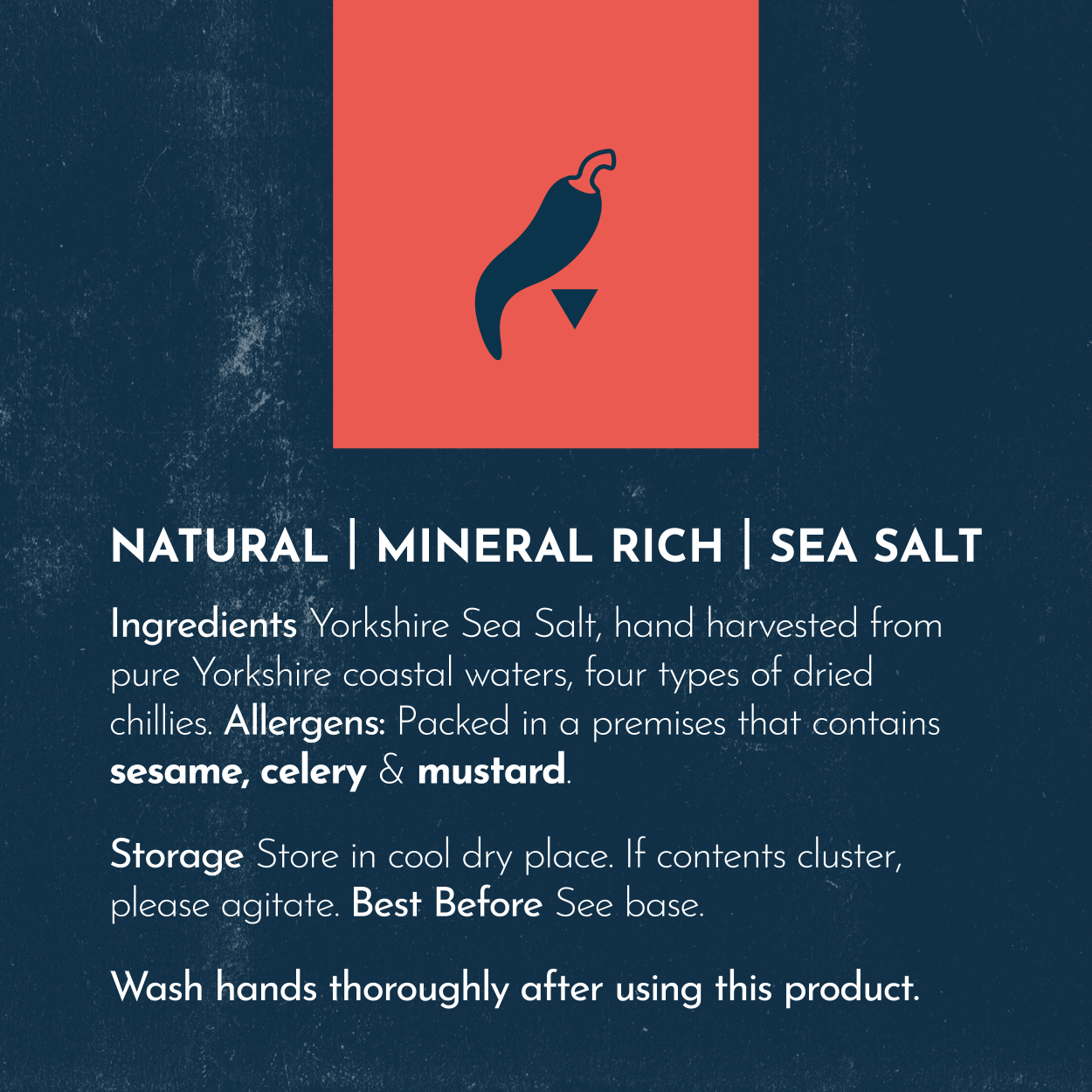 image of Chilli Infused Sea Salt Jar Back of Details Crab Yorkshire Sea Salt Co.
